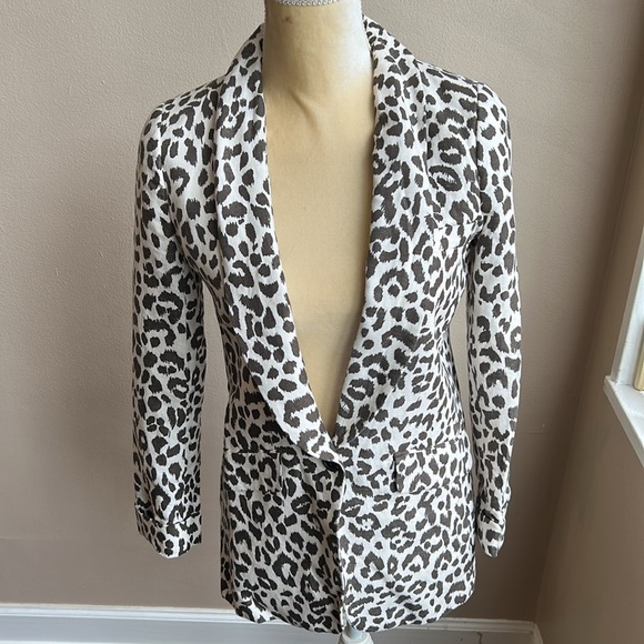 J. Crew Jackets & Blazers - J Crew Leopard Animal Print Linen Blend Blazer Size 00 New ST2925